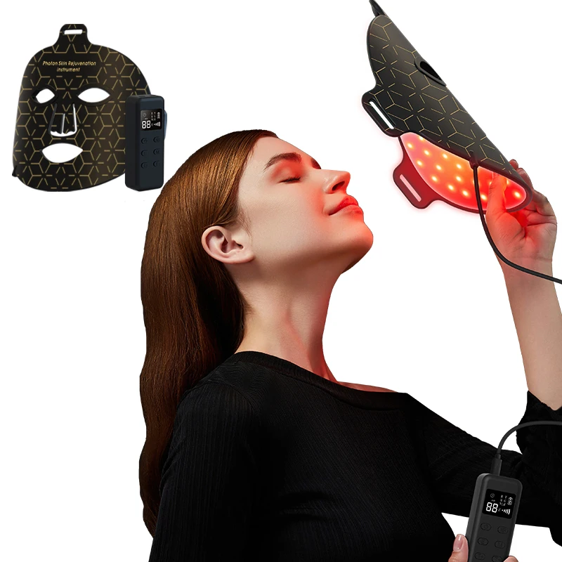 Three Gear Modes Wearable LED Light Therapy Mask with Red/Blue/Yellow LEDs for Face Whitening & Skin Tightening