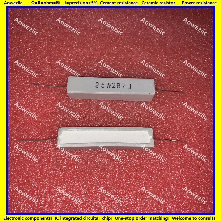 1Pcs 25W 2.7 ohm 25W2R7J 25W2.7ΩJ 2.7ohm 2.7R RX27 Horizontal cement resistor Ceramic Resistance precision 5% Power resistance