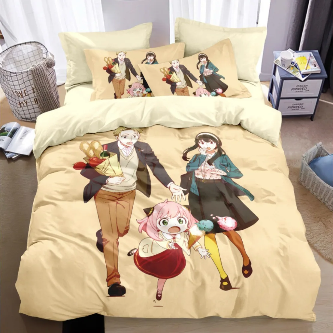 Spy Family Bedding Set Anime Anya Duvet Cover,Spy X Family Bedding Pillowcase Bed Children Adult Fashion Home Textileextile