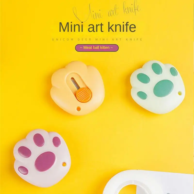 

Mini Practical Utility Knives Kawaii Cat Paw Paper Cutter Retractable Envelopes Opener Portalble Pocket Knife Office Supplies