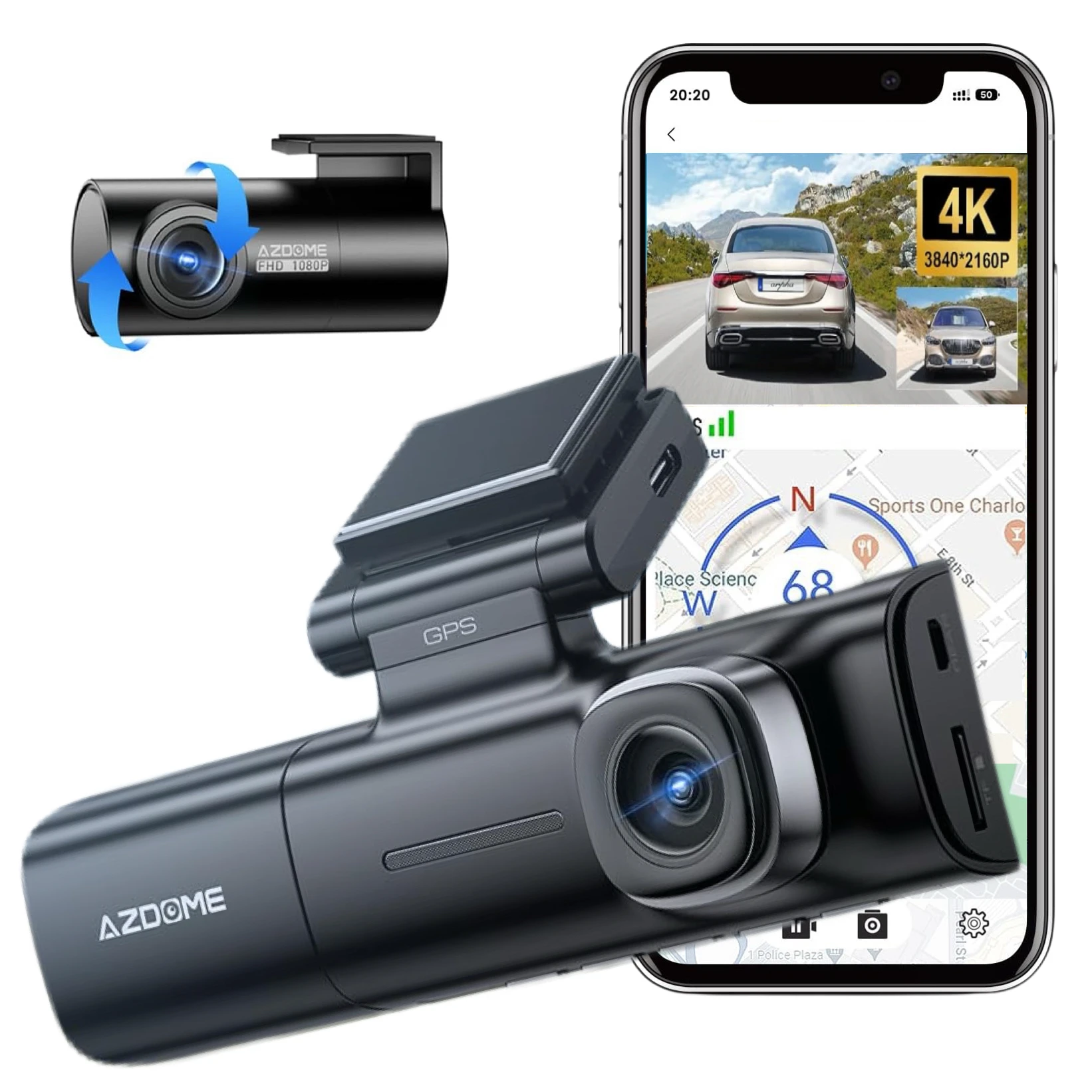 

M590 3.18" IPS Screen 2K Driving Recorder 3 Cameras With GPS WiFi Dash Camera for Cars 1440P Front and Rear Dash Cam