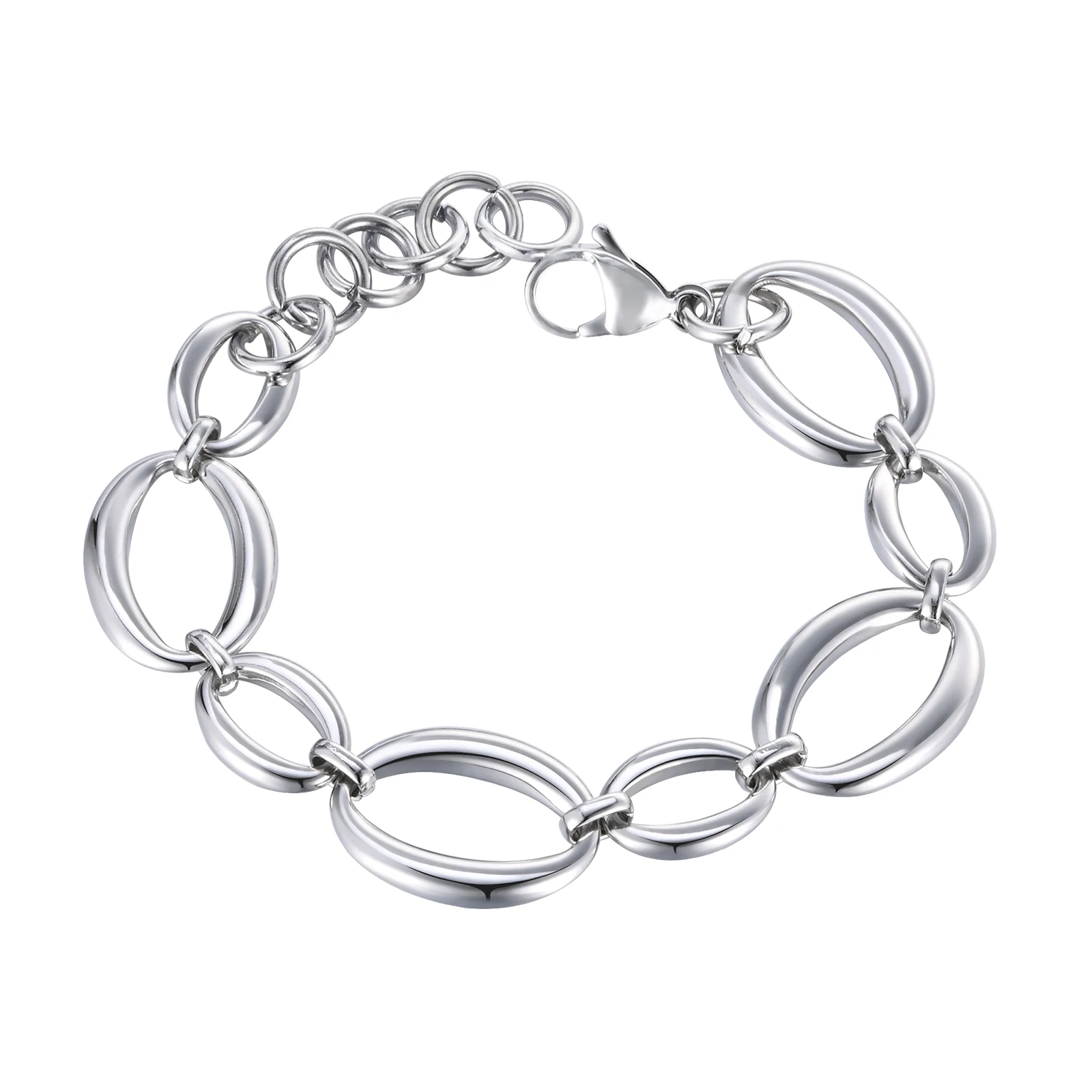 Stainless Steel Silver Color Bracelet for Women Chunky Chain New Style Never Fade