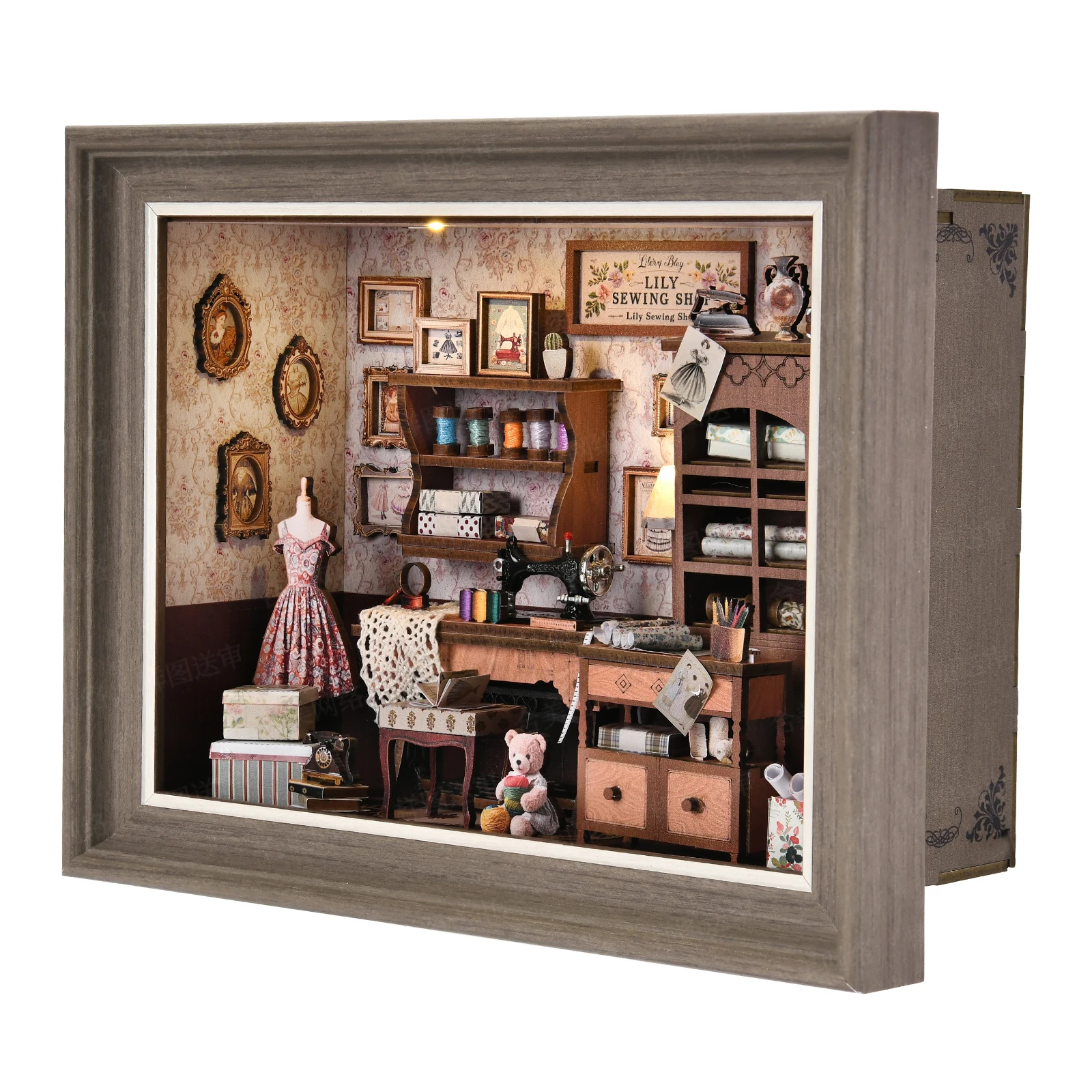 3D Wooden Puzzle Dollhouse Book Nook Kit Tailor's Shop Hunter Restore DIY Bookend Building for Home Decor Ornaments