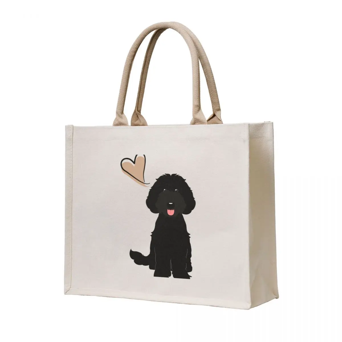 

LOVE Black Labradoodle Tote Bag tote bag university hand bag Handbags eco folding