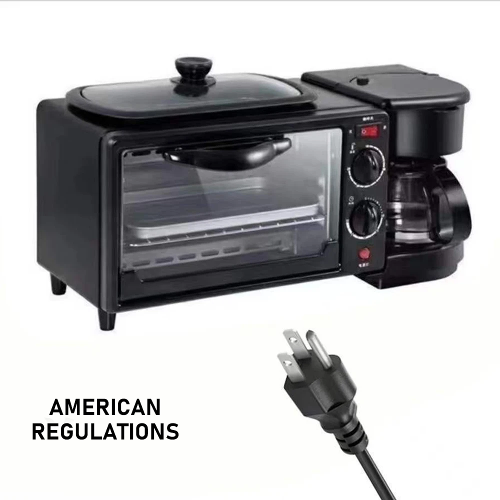 Mini máquina de hacer pan multifunción 3 en 1, horno eléctrico, cafetera, máquina de desayuno con tostadora de sándwich para uso