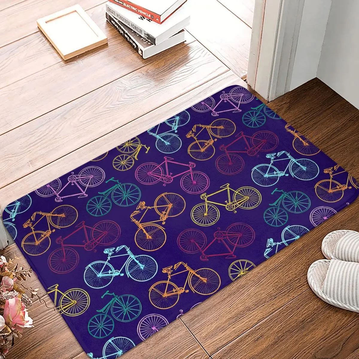 Bike Pattern Anti-Slip Doormat Living Room Mat Two Wheeler Floor Carpet Welcome Rug Indoor Decorative