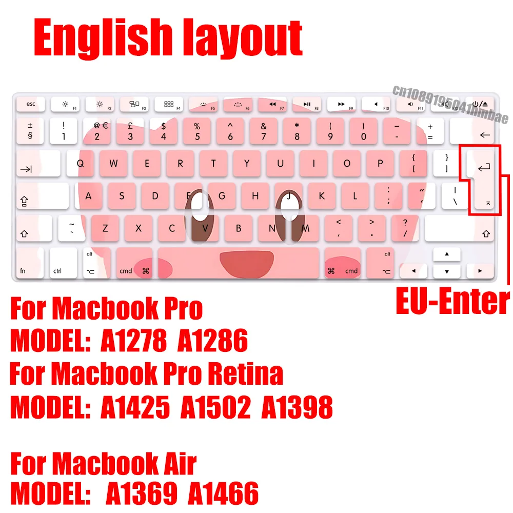 Cute Kirby EU Layout Soft Silicone Keyboard Cover for Macbook pro A1278  A1286 Retina A1425  A1502  A1398 Air A1369  A1466