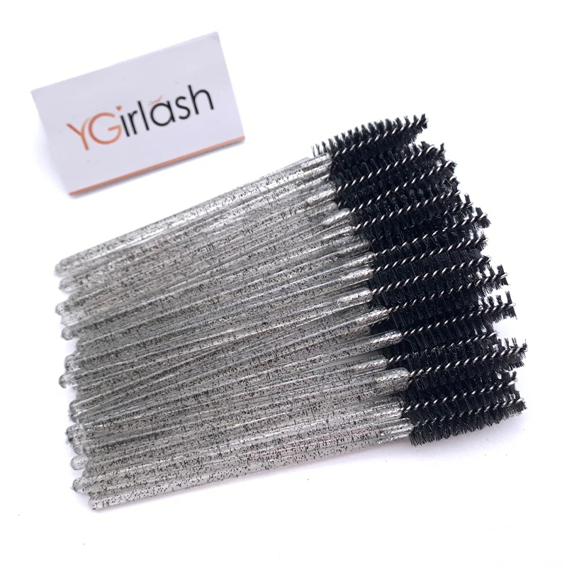 50Pcs Makeup brushes Disposable Crystal Eyebrow brush Diamond Handle Mascara Wand Applicator Eye Lashes Eyelash Extension Tools