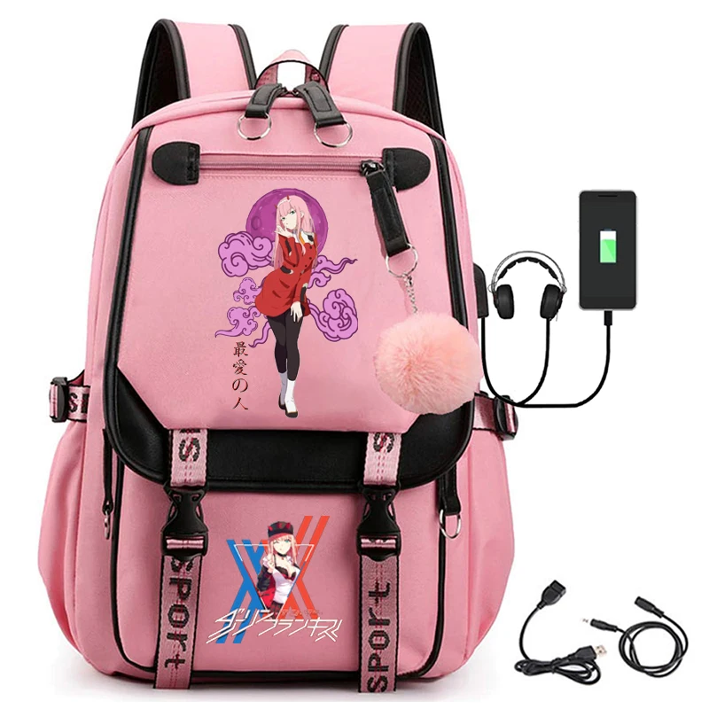 Brand new usb backpack women men teen schoolbag travel zero two backpack