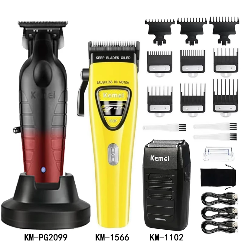 Kemei Hair Clipper Kit KM-PG2099 KM-1566 KM-1102 Men's Electric Hair Trimmer Machine Professional Hair Cutting Machine for Men