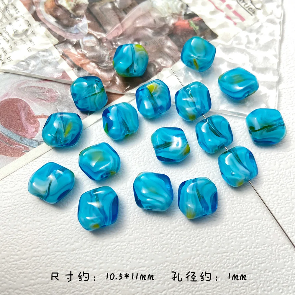 10pcs 10x11MM Colorful Square Crystal Beads Irregular Smooth Glass Beads for Jewelry Bracelet Earring Making DIY Crafts Gifts