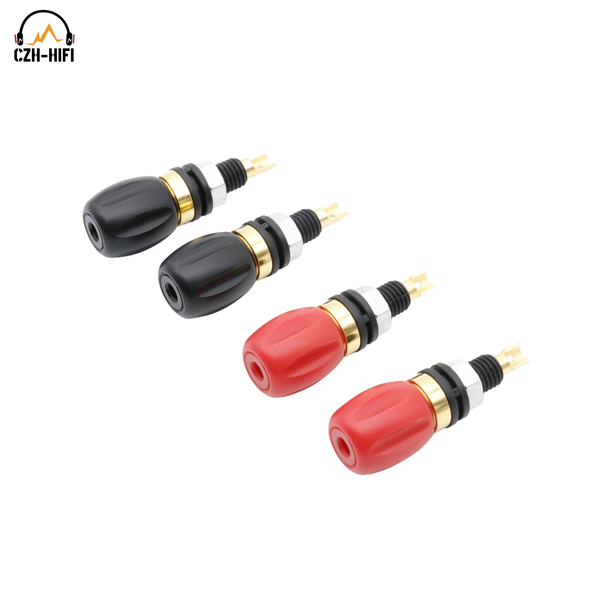 4pcs EIZZ Gold Plated Copper Speaker AMP Binding Post Terminal PTFE Female Banana Jack HIFI Audio DIY Amplifier