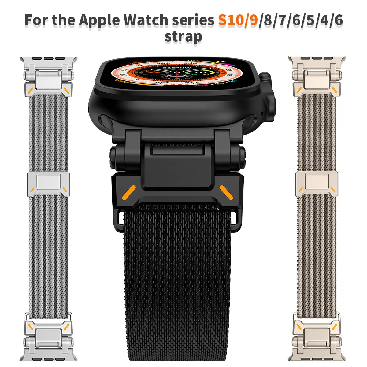 Stainless Steel Milano Mesh strap for Apple Watch 49mm 45mm 46mm 44mm Titanium band for men iwatch Series Ultra 987SE654