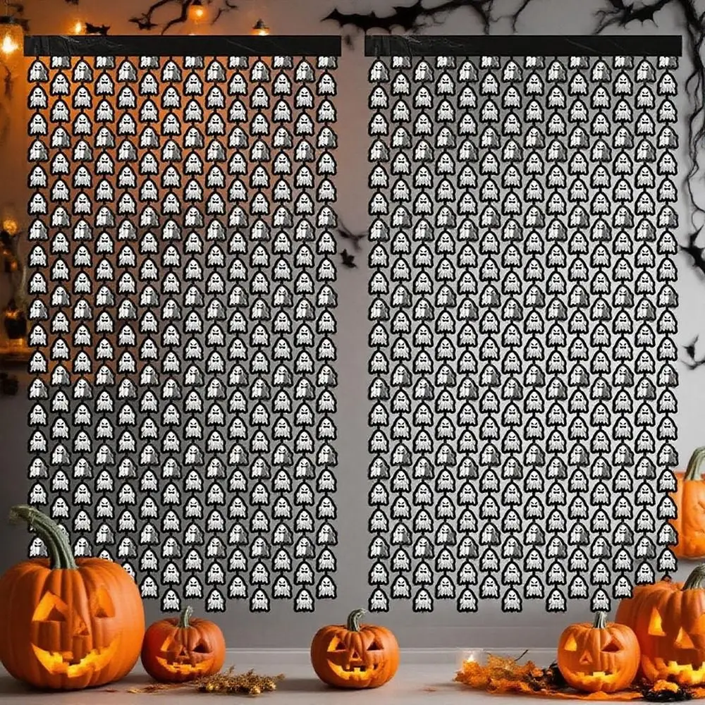 

2Pcs 1X2M Halloween Ghost Rain Curtains Creativity Spooky Scary Background Wall Tassel Funny Sparkling Door Hanging Decor