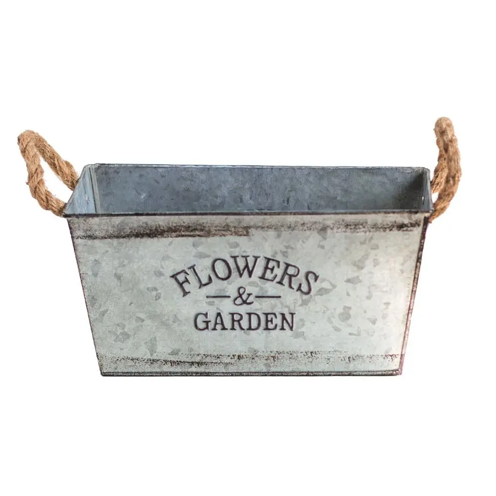 

Furniture Decor Galvanized Iron Flower Pots Shabby Retro Rectangular Flower Bucket Thickened Plant Container Yard Decorations