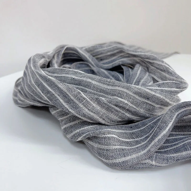 وشاح نسائي من الكتان طويل للحماية من أشعة الشمس ملحق للرقبة من مخطط لعطلة الصيف والشاطئ والربيع #4