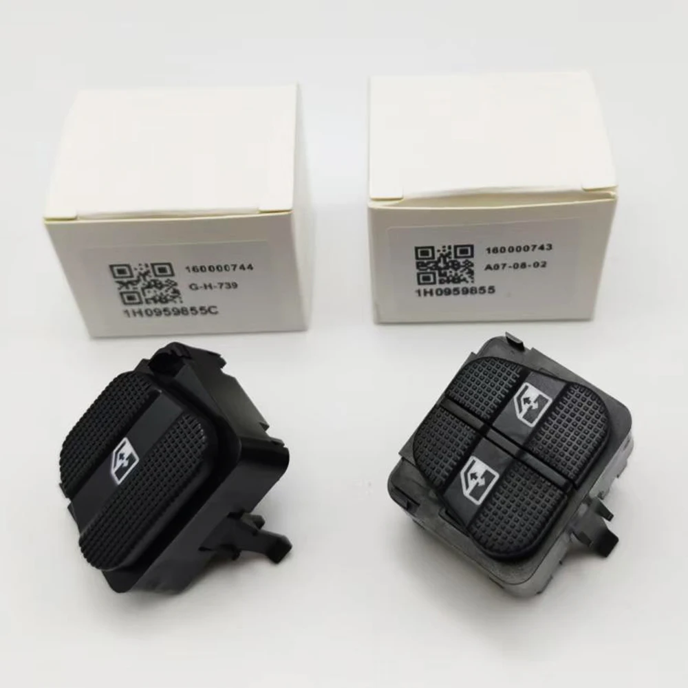 1H0959855 Power Window Master Switch for VW Golf Mk3 Jetta Vento 1992-1999 LHD Driver Side Double Button Black Repair Part