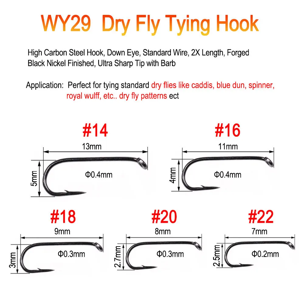 ICERIO 100PCS Classic Barb & Barbless Fishing Fly Hook Dry Fly Wet Fly Jig Nymph Shrimps Nymph Caddis Streamer Fly Tying Hook