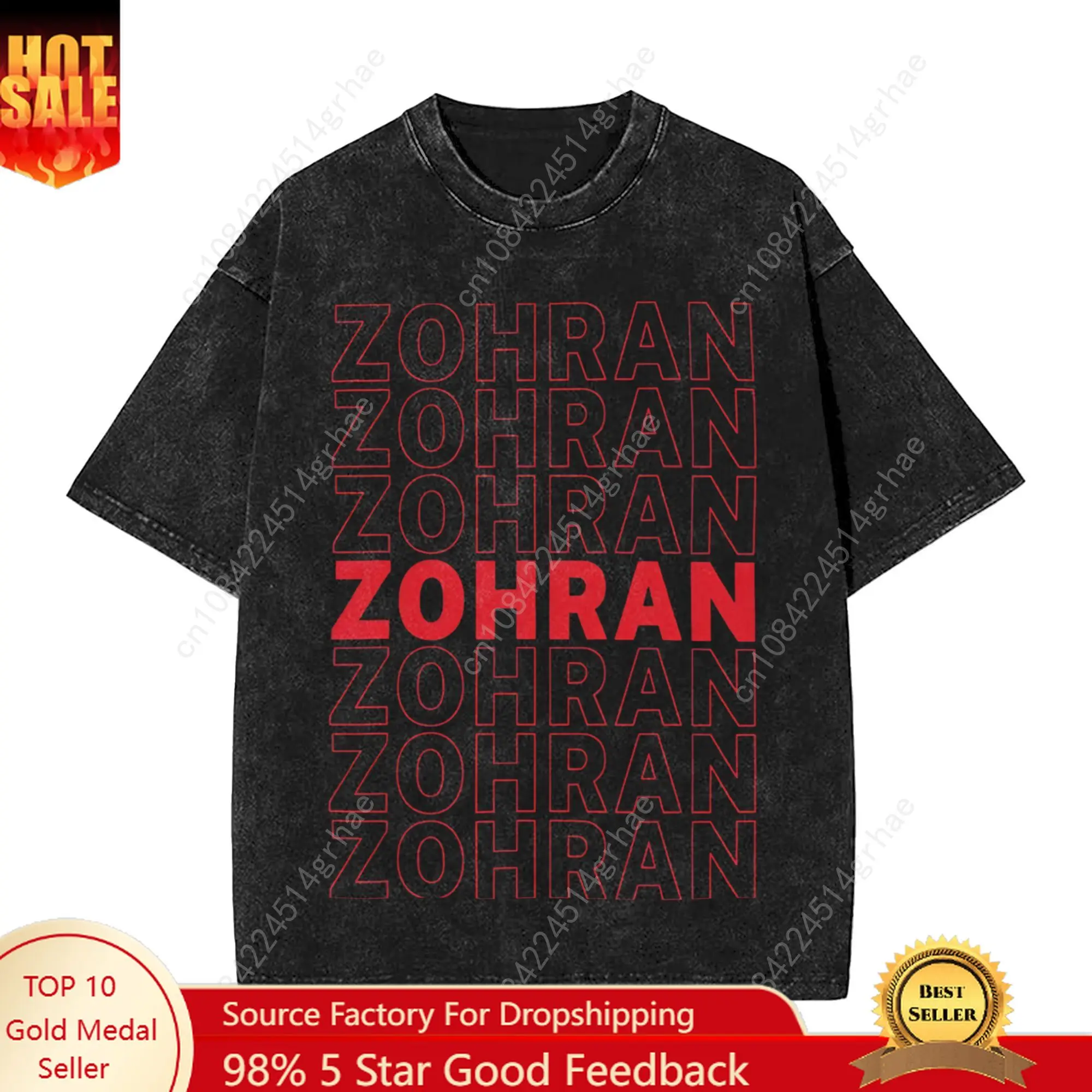 

Zohran Washed T-Shirt Men Aesthetic Casual T Shirts Summer O Neck Novelty Tees Printed Oversized Clothes