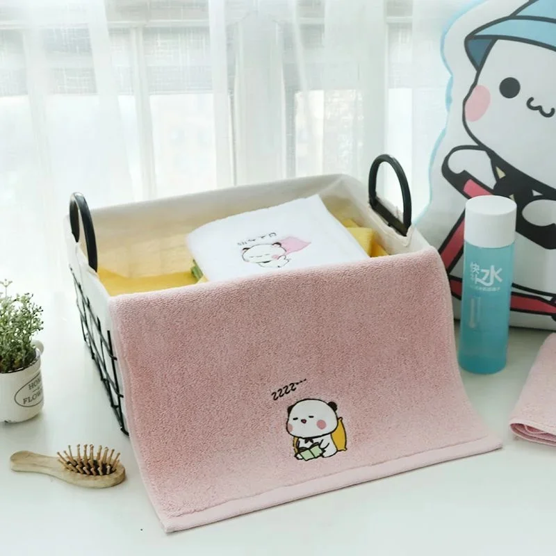 Kawaii Bubu And Dudu Towel Cute Soft Strong Water Absorption Bear Square Hand Towel Cotton Household Products Baby Shower
