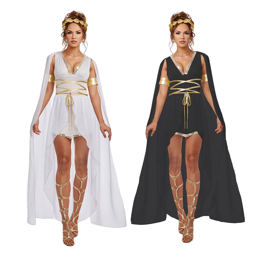 

Ancient Greek Goddess Cosplay Costume Athena Cleopatra Disguise Dress Women Uniform Halloween Carnival Party Clothes Role Play