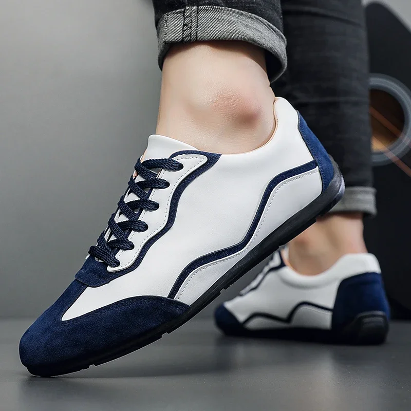 Fashion Men Casual Shoes Outdoor Breathable Soft-sole Flats Athletic Jogging Shoes Leather Sport Shoes Man Walking Sneakers