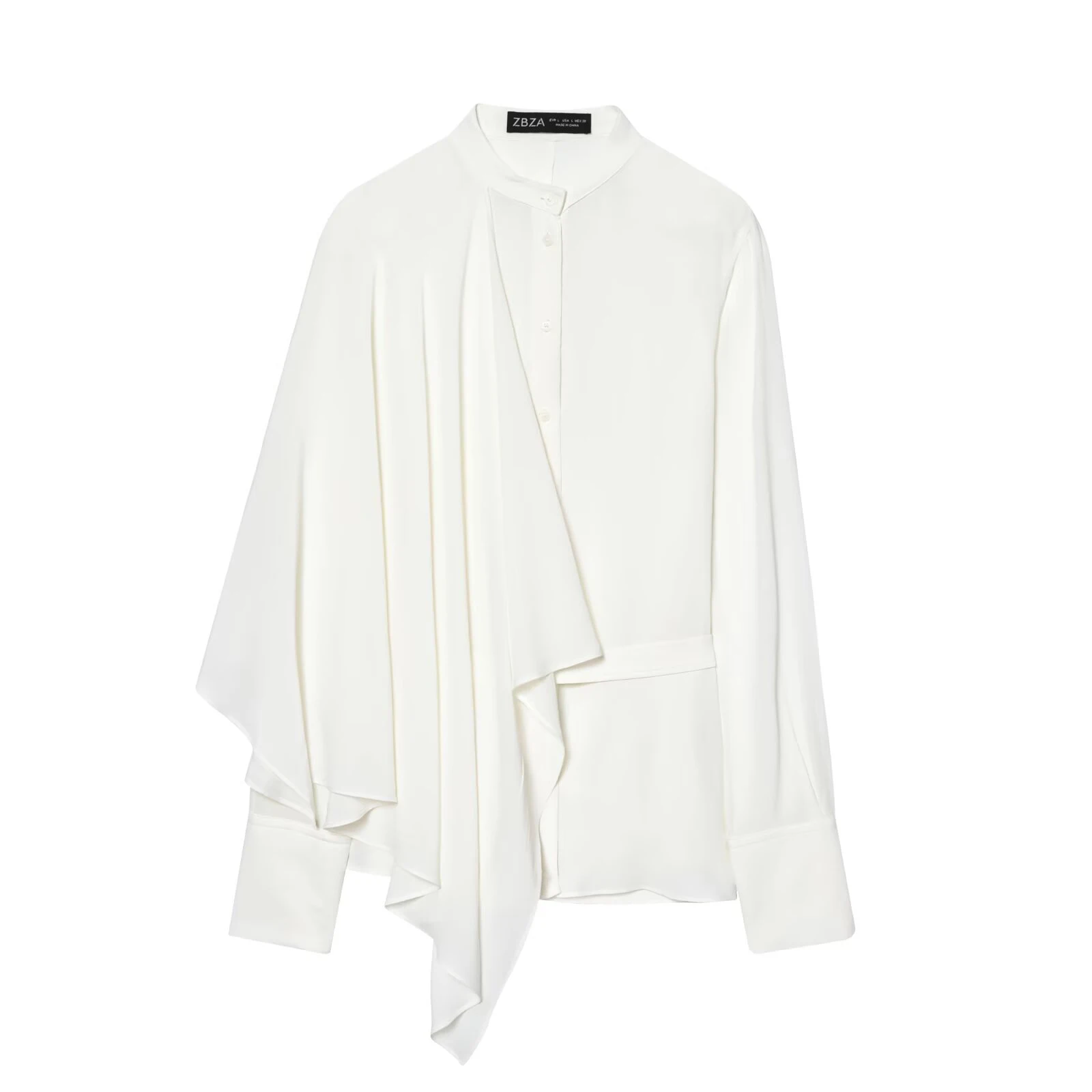 

European and American style 2025 winter new product women's clothing design sense round neck long sleeved asymmetrical shirt