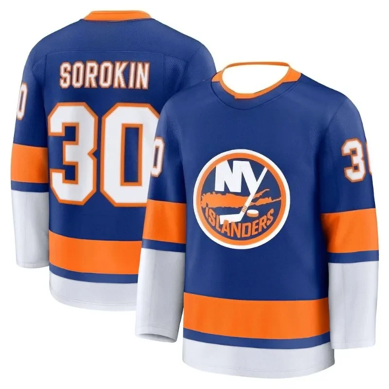 Hockey Jersey - Blue with Orange/White Athletic Jersey 3d HD Prints