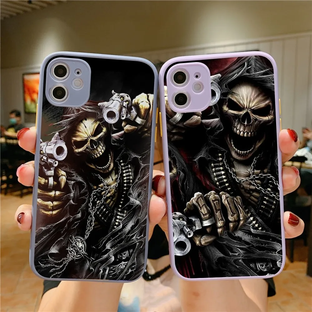 

Grim Reaper Skull Skeleton Phone Case For IPhone 14 X XR XS 7 8 Plus 11 12 13 Pro MAX 13mini Matte Shockproof Case