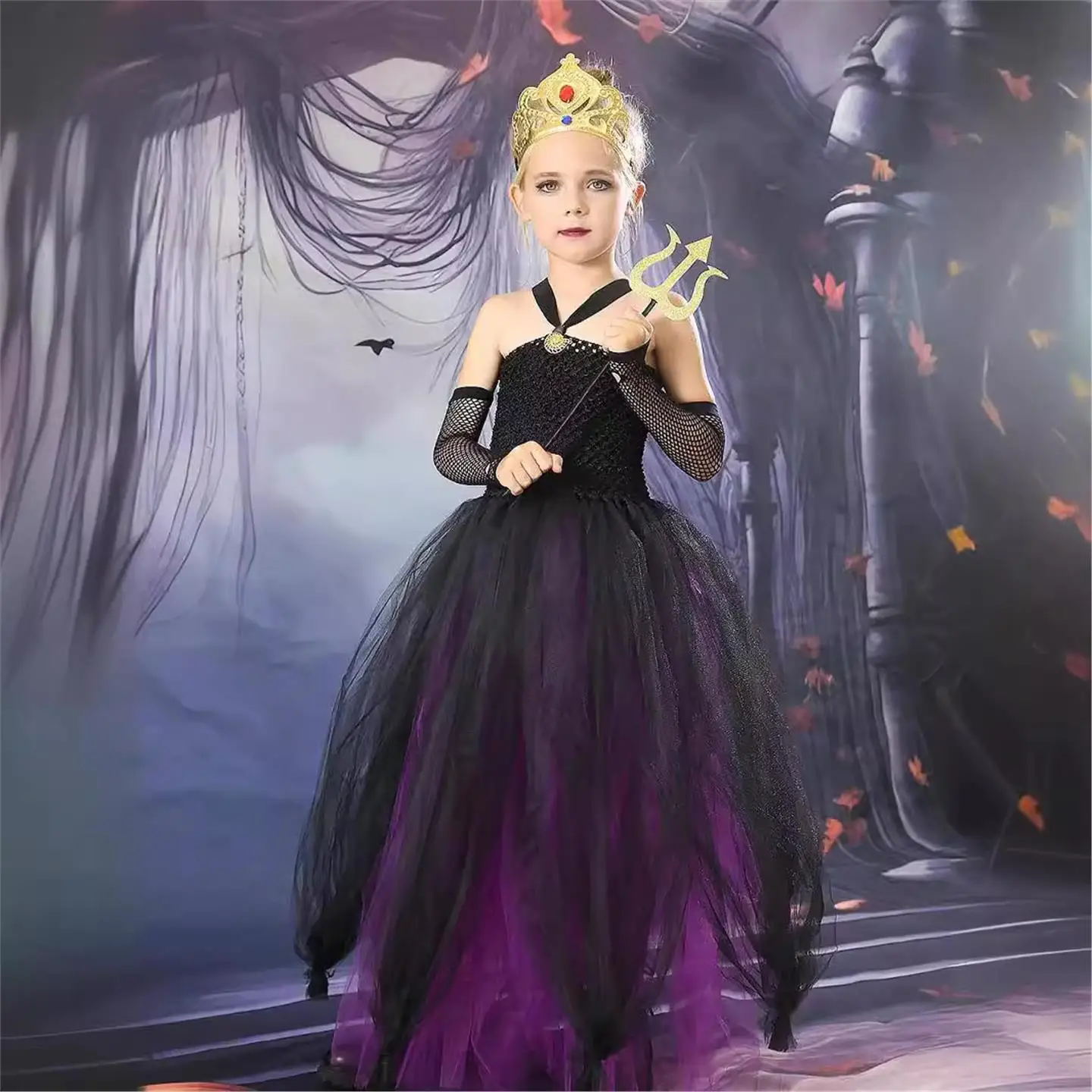 

Костюм для косплея на Хэллоуин для девочек, пышная юбка СССР, наряд морской ведьмы, детская одежда, одежда из искусственного материала