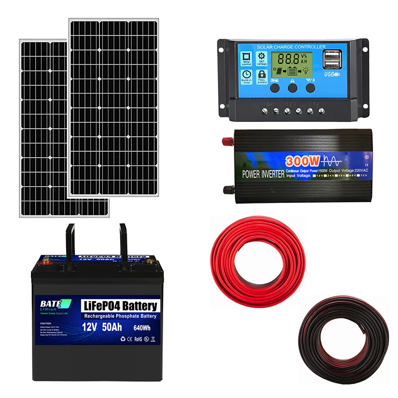 balcony solar system with solar panels mppt charger inverter and 12v solar energy storage battery