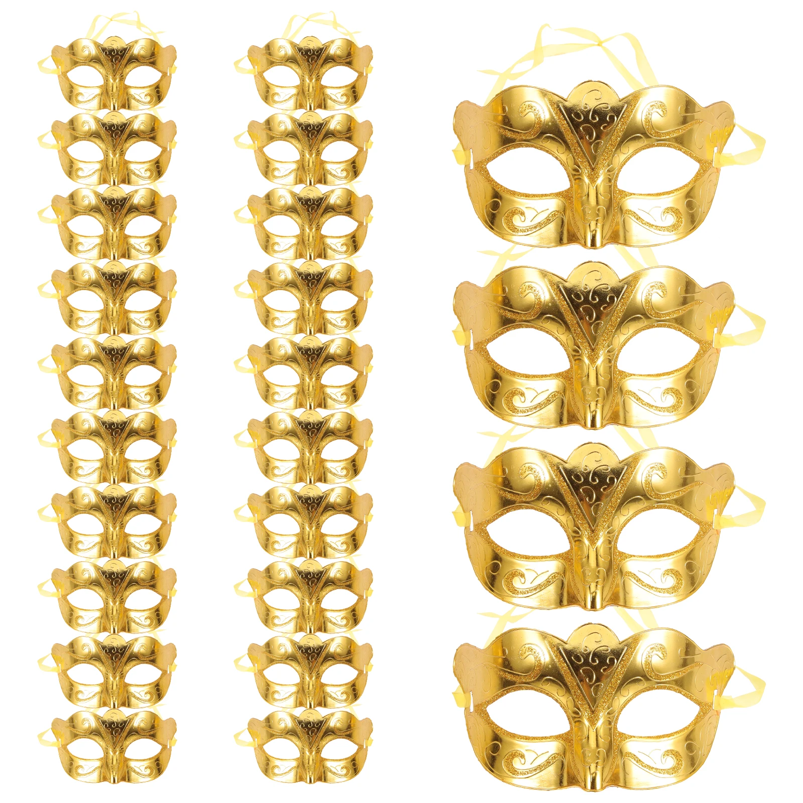

24pcs Mini Mask Set Masquerade Face Costume Halloween Gold Pastel Women's Fine Craftsmanship Dance Cosplay Supplies