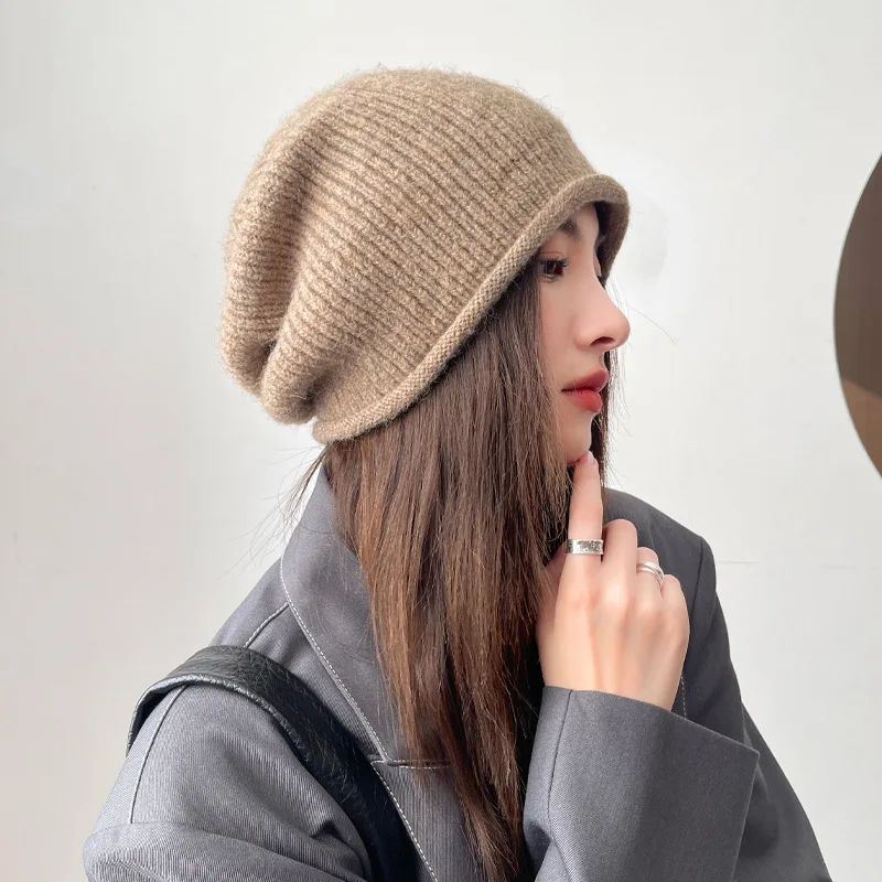 قبعة نسائية، قبعة خريف/شتاء دافئة مقاومة للرياح، منتج عصري جديد: قبعة شتوية تحديد الوجه، قبعة من القماش المحبوك يشبه الصوف