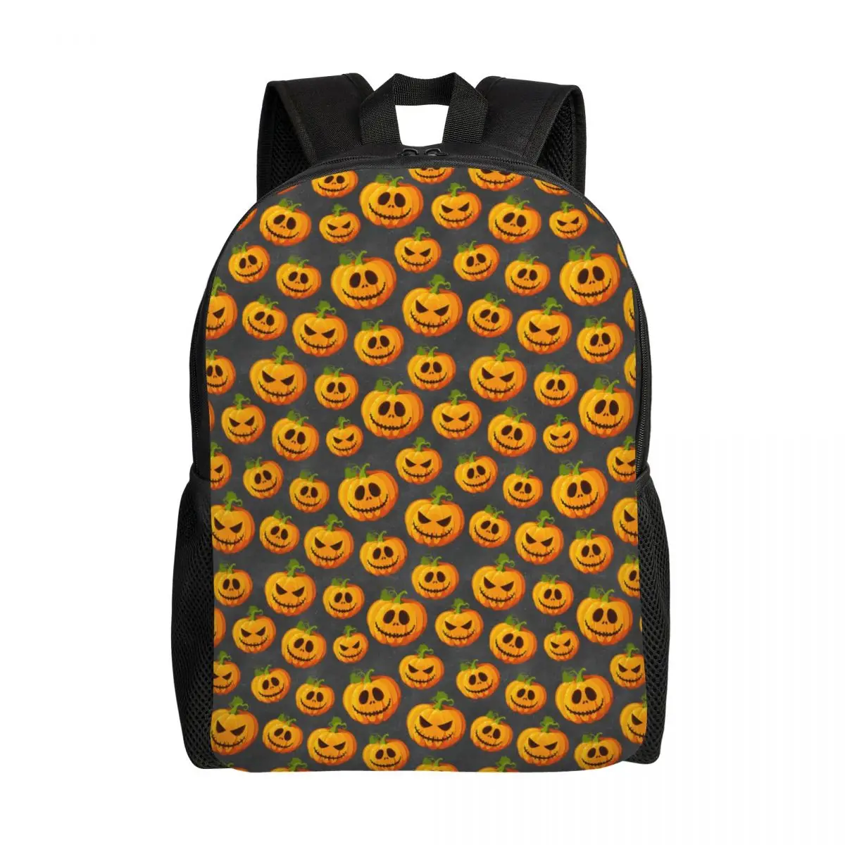 Customized Halloween Jack O Lantern Pumpkin Pattern Backpack Women Men Casual Bookbag for College School Bags