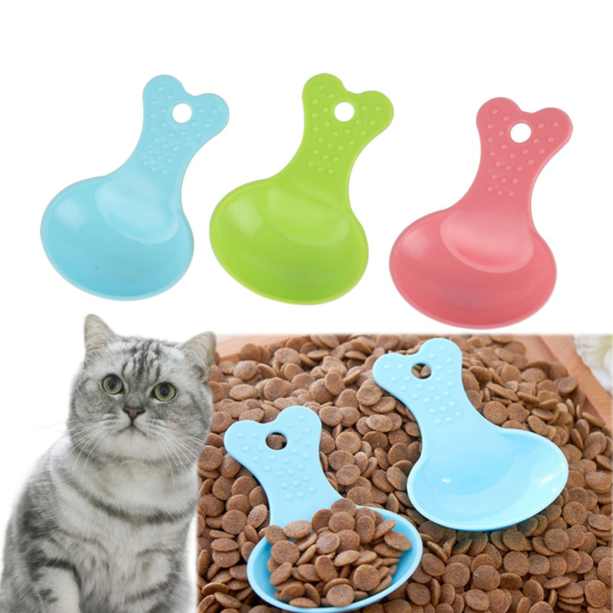 Cute Pet Food Spoon Dog Cat Feeding Spoon Candy Color Pet Assorted Shovel Dog Feeders Drinking Tool