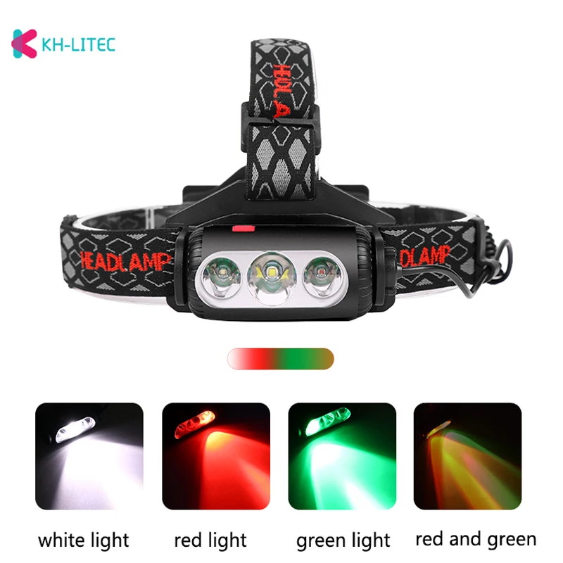 Powerful COB T6 LED Headlamp XPE Green Red Light Headlight 8- Mode USB Charger 18650 Head Torch Camping Hunting Frontal Lantern