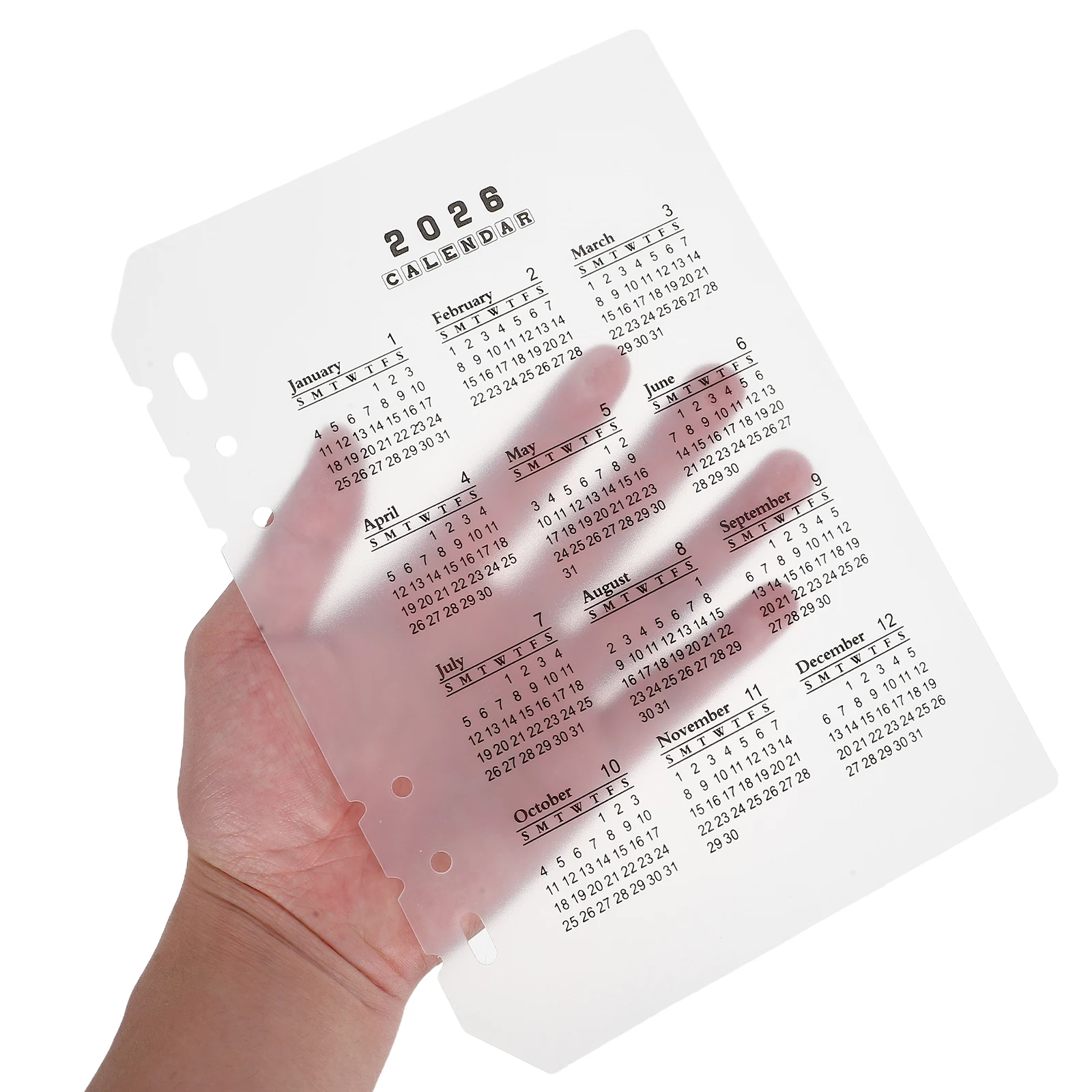 

12pcs A5 Calendar Dividers 6 Hole Binder Index Inserts PP Frosted Page Separator File Plastic Tab Monthly Organizer