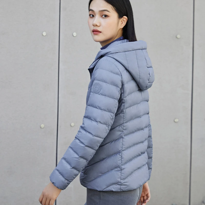 Chericom Short Light Down Jacket Removable Hat Quilted Design Slim Zipper Closure Inside Stacked Casual Warm Clothing Y289002Y