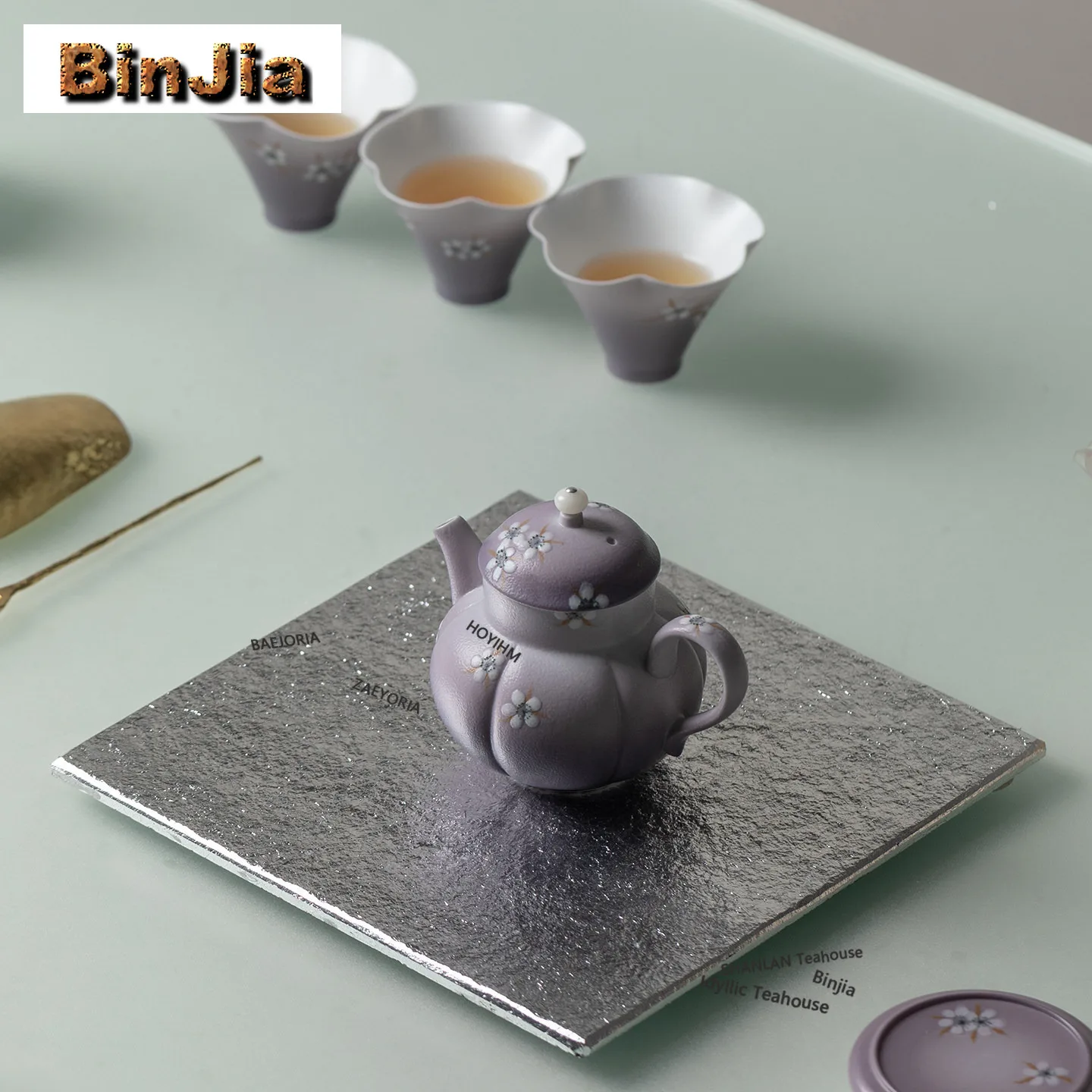 BAEJORIA 140ml Gradient Purple Hand Painted Lap Waste Teapot Aesthetic Tea Infuser Pot Tea Maker Kettle with Filter Tableware
