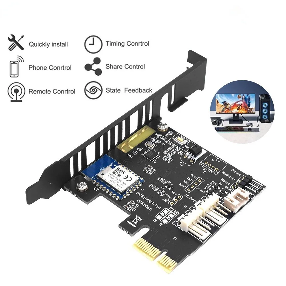 PC Power Button Reset Switch 1X PCIE Card for Computer APP Remote Control Support Alexa Google Home