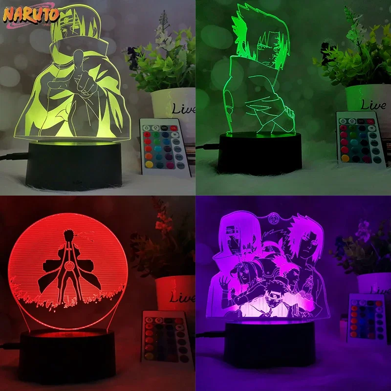 

Наруто аниме цветной светодиодный ночник Наруто Саске Минато Какаши детская спальня ночник 3d лампа игрушки подарки на Рождество и день рождения