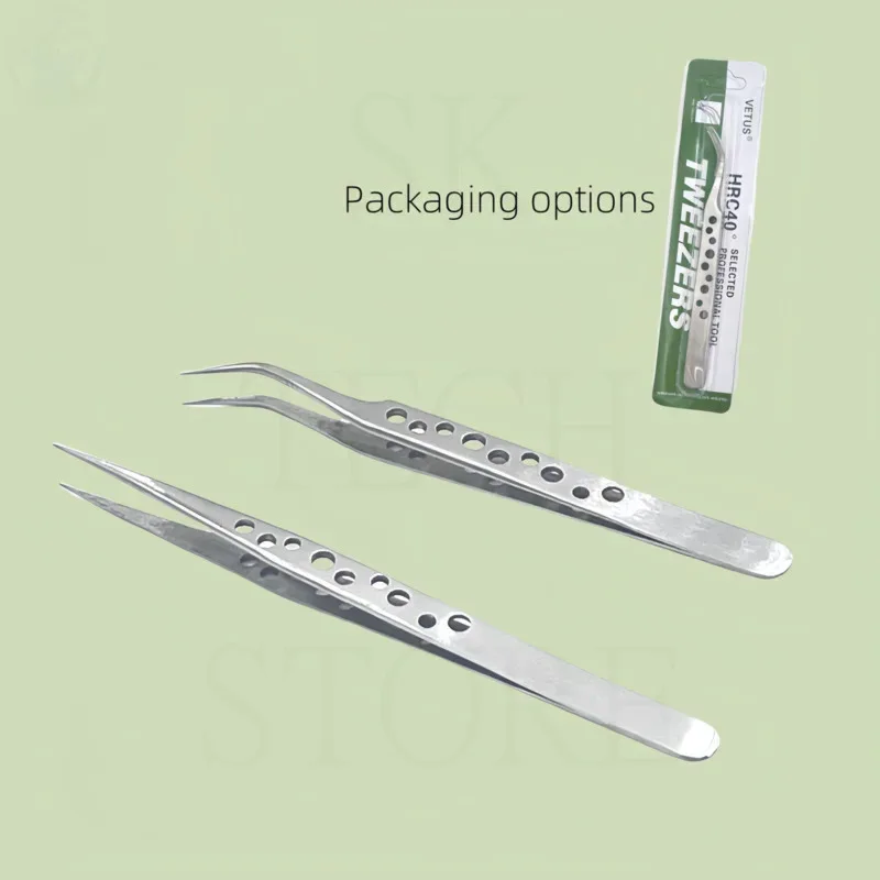 Pincettes de précision en acier inoxydable, 4 pièces, électroniques industrielles, pinces droites incurvées, outils de réparation manuels pour téléphone portable