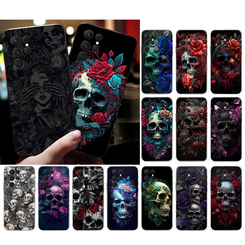 

Skull Rose Art Phone Case For Samsung A52S A21S A33 A23 A13 A14 A32 A52 A53 A54 A51 A71 M51