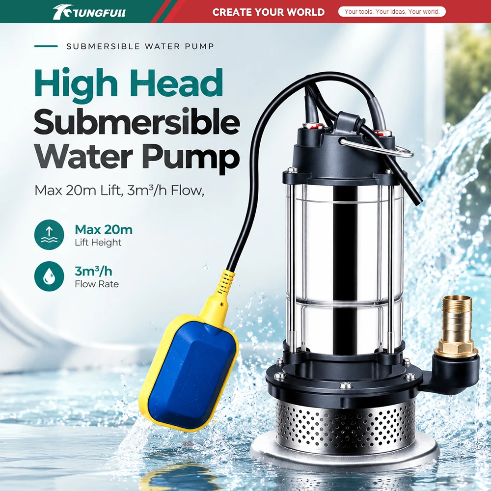Automatic Float Water Pump Clean Water Submersible Pump Stainless Steel Body Auto Float for Flood Emergency Draining