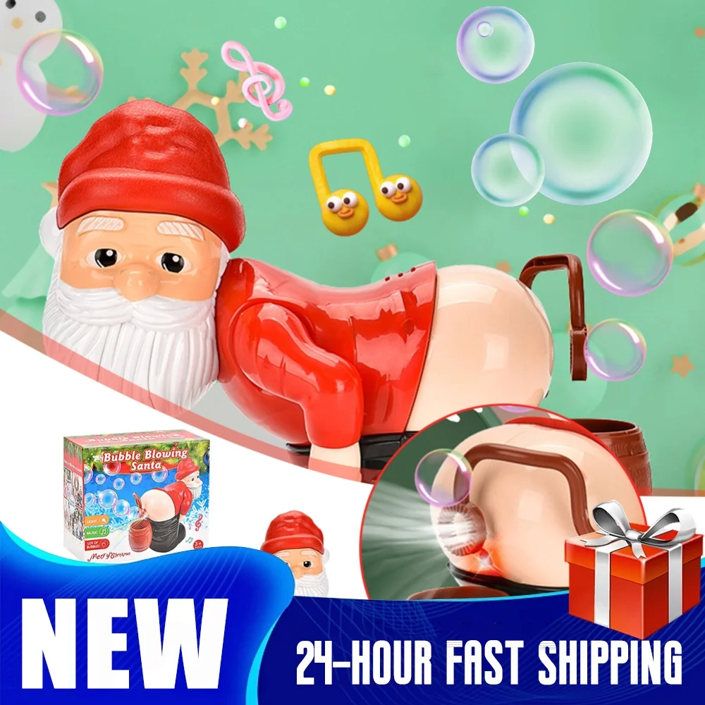 Christmas Santa Claus Bubble Blower with Music & Light Gnomes Farting Bubble Xmas Gift for (No Bubble Solution)