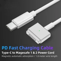 USB Type-C To Magsafe1 & 2 Fast Charging Cable Magnetic L / T Head For MacBook Air / Pro