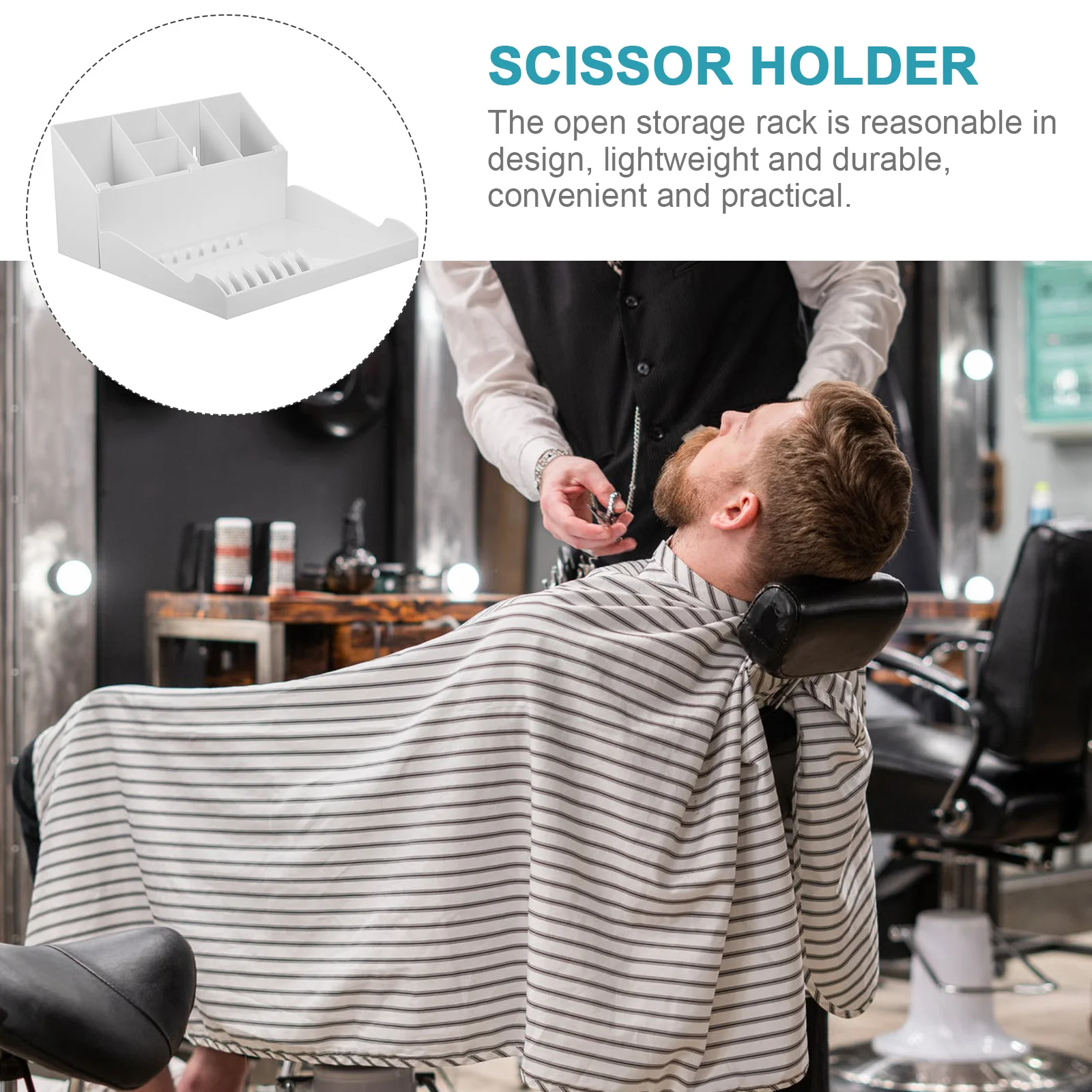 1 set Hairdressing Supplies Storage Box Barber Tool Organizer Comb Holder Scissor Rack Durable Lightweight Desktop for Salon