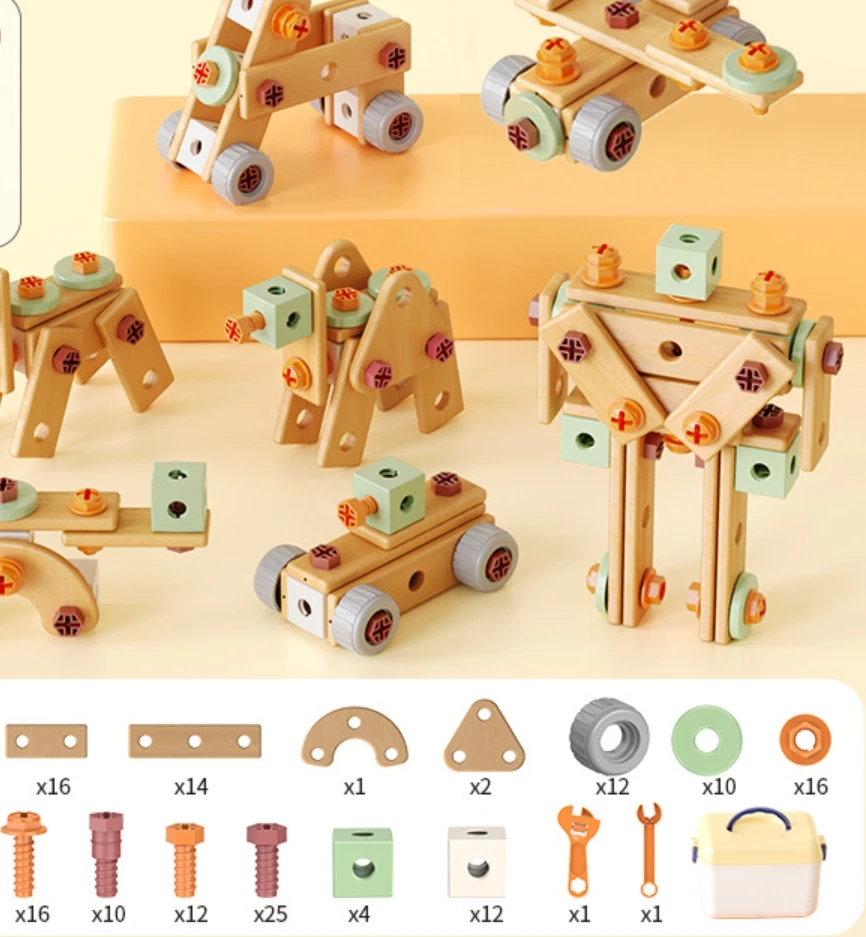 

Children's puzzle simulation repair toolbox, home assembly toy, electric drill, screwdriver, nut set-158pcs