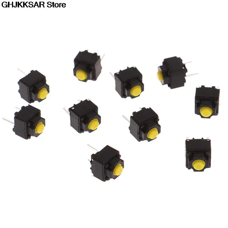 10pcs Mute Button Silent Switch Wireless Mouse Wired Mouse Button Micro Switch Yellow Push Button Switch 6*6*7.3mm