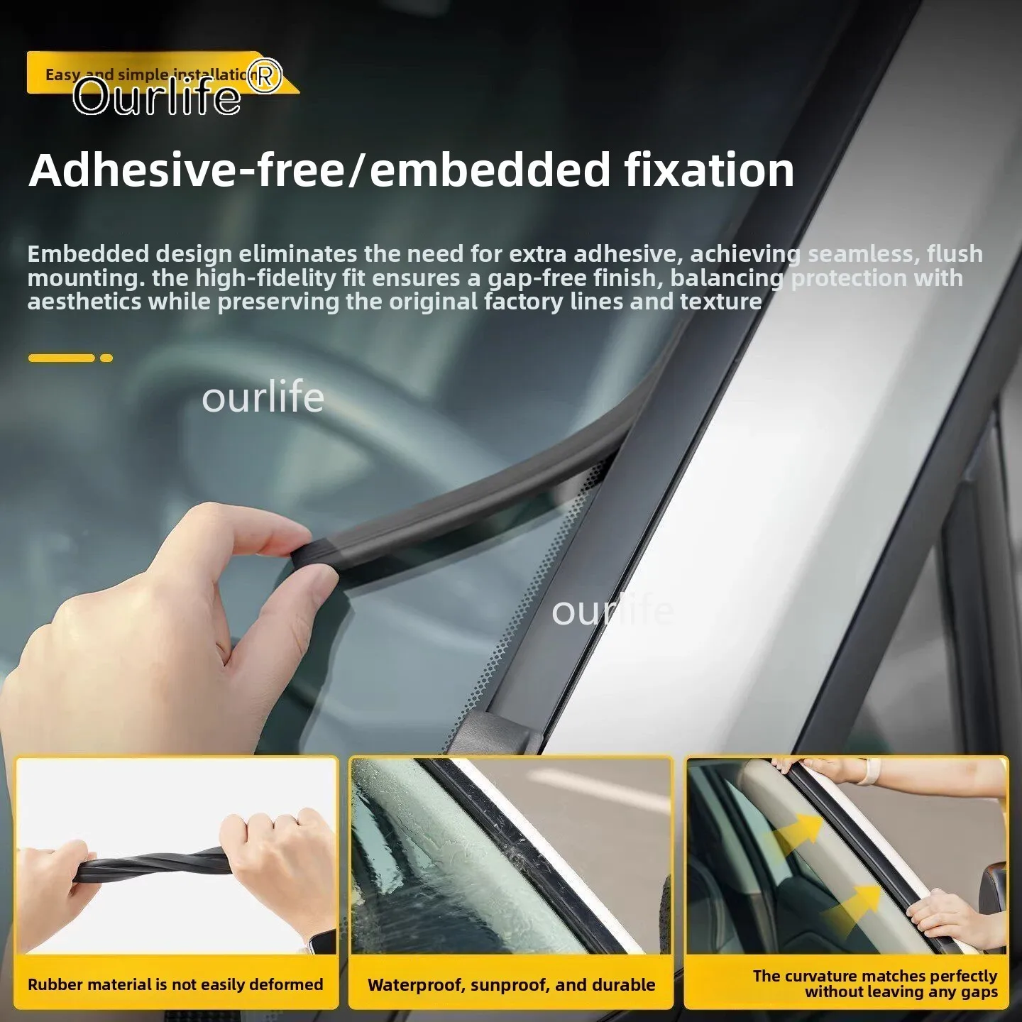 For Toyota RAV4 XA60 2026 2027 2028 Car Front Windshield Sealing Strip Silicone Seal Dustproof Noise Reduction Auto Accessories
